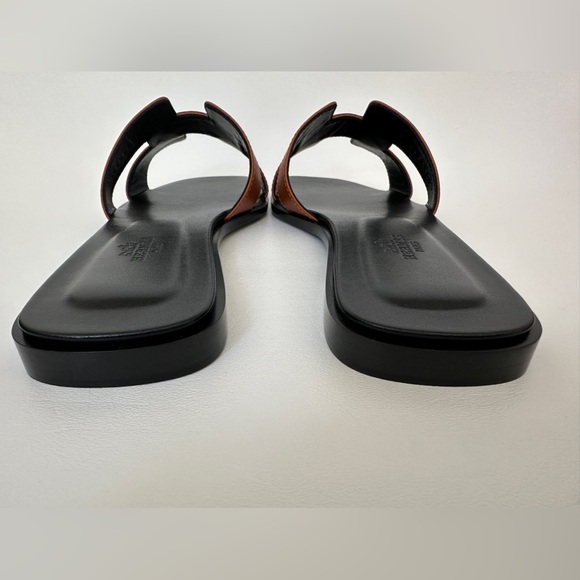 HERMES ORAN SANDALS IN NATUREL BROWN EPSOM LEATHER. SIZE 38 NEW - Picture 13 of 14